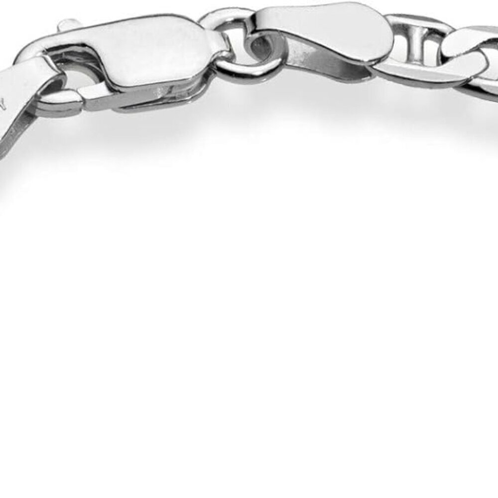 Sterling Silver Mariner Link Chain Anklet 11Inch Beveled Foot Jewelry for Women - Picture 2 of 6